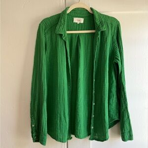 XiRENA Green Waffle Cotton Shirt Size L